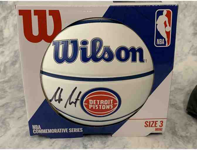 Detroit Pistons Isaiah Stewart Autographed Basketball and Killian Hayes Autographed Hat