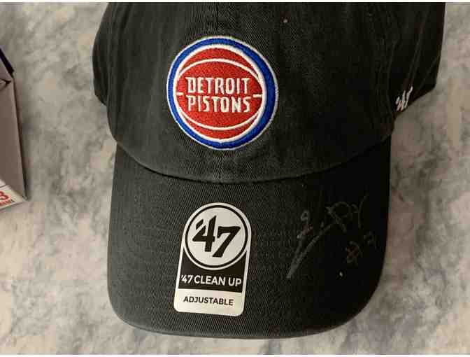 Detroit Pistons Isaiah Stewart Autographed Basketball and Killian Hayes Autographed Hat