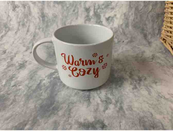 Hot Cocoa Gift Basket with Two Mugs and Pillow