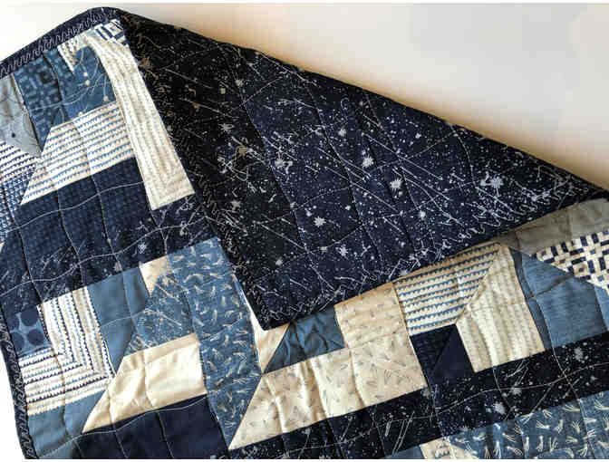 Quilted Navy Blue Table Topper