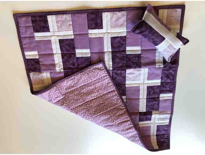 Quilted Doll Pillow & Quilt - Purple Daisy