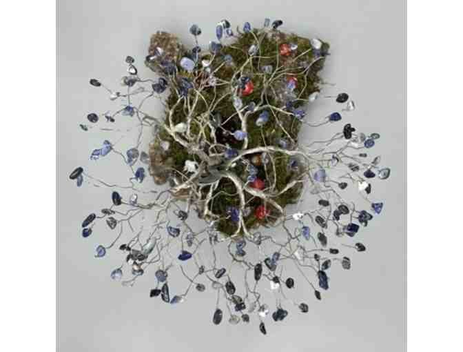9' Stainless Steel Wire Tree with Sodalite Stone Leaves