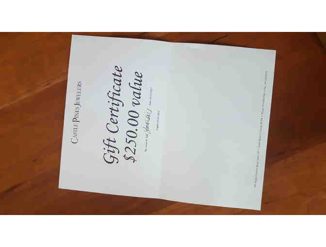 Castle Pines Jewelers gift $250 certificate
