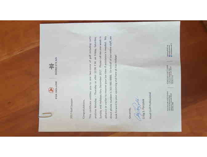 Fox Hollow/Homestead Golf Course twosome with cart