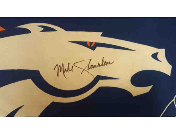 Denver Broncos Flag signed by Legendary head coach Mike Shanahan