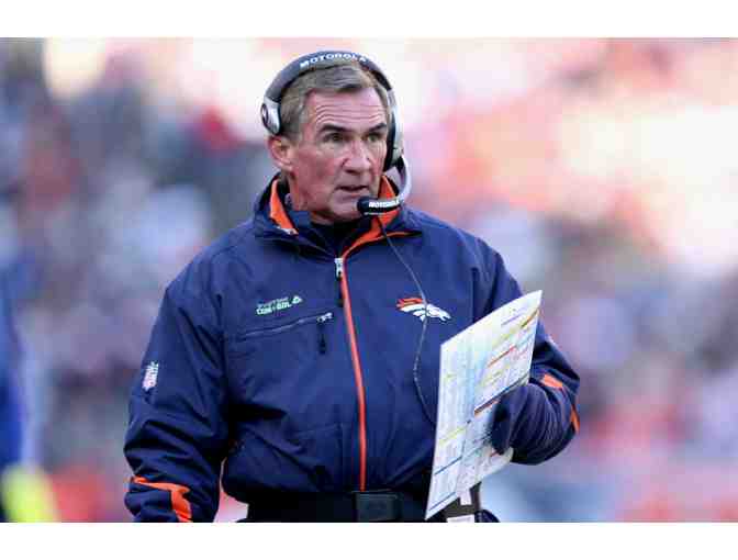 Denver Broncos Flag signed by Legendary head coach Mike Shanahan