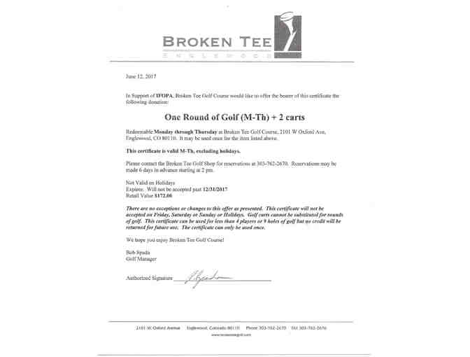 Foursome with 2 carts at Broken Tee Golf Course