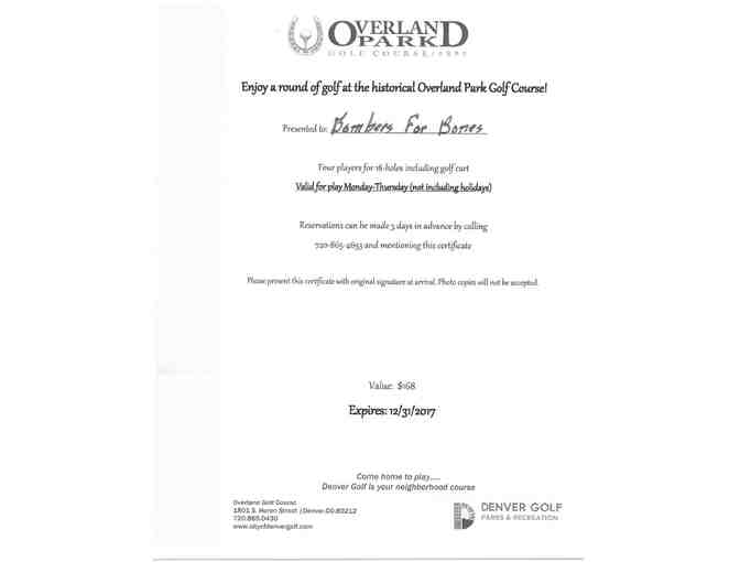 foursome including cart at Overland Park Golf Course