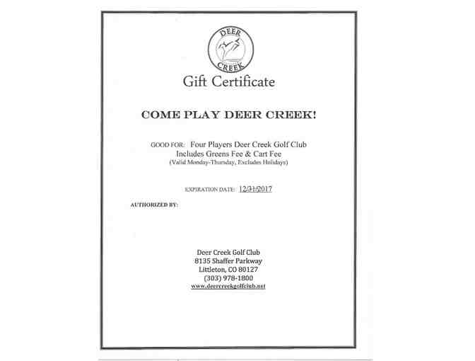 Round of Golf for 4, with carts, M - Th only Deer Creek Golf Club