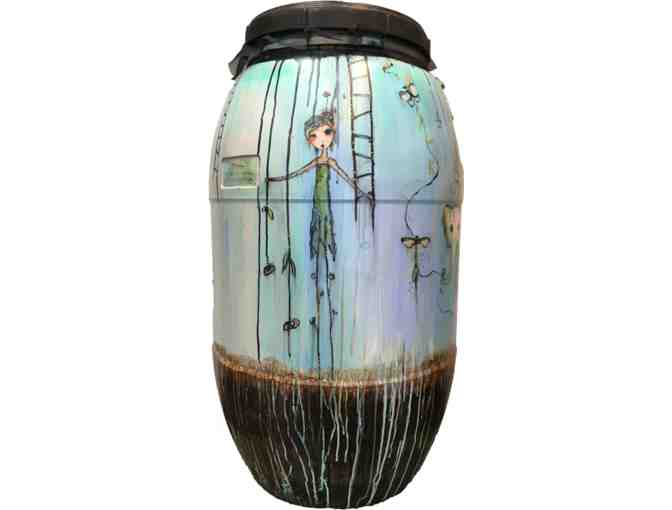 'Floating Stars' painted rain barrel by Jen Herling