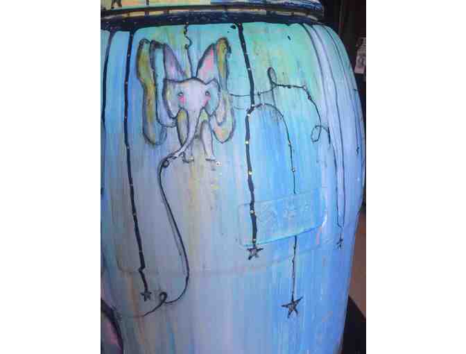 'Floating Stars' painted rain barrel by Jen Herling