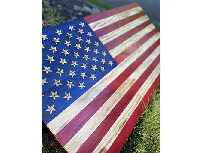 Own A Slice of Americana - Stained Knotty Pine Rustic American Flag