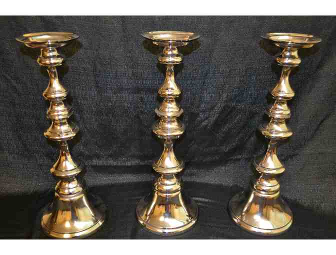Set of 3 Large Silver Candlesticks from T.A. Lorton