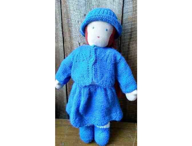 Waldorf Style Girl Doll, Red Hair with Blue Dress