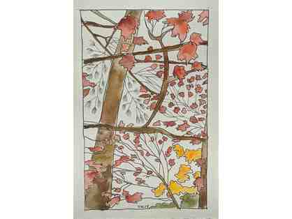 Autumn Trees. Pen, Ink & Watercolor by Rebecca Hoffman Chauvin