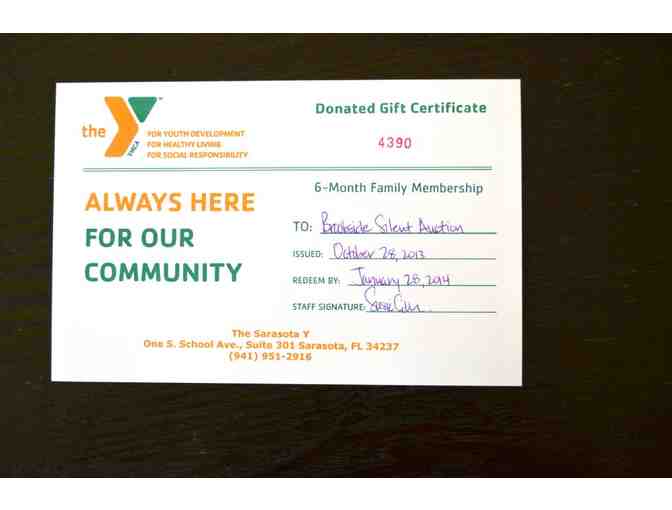 YMCA Family Membership Gift Certificate