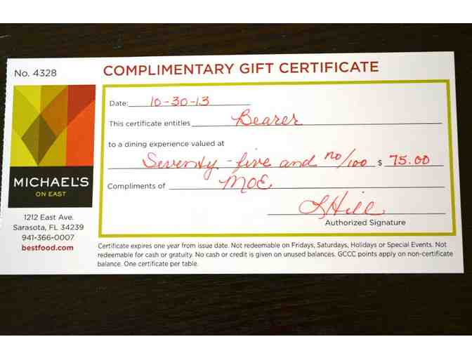 Michael's On East Gift Certificate