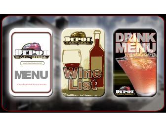 $50 gift certificate to Depot Bar and Grill