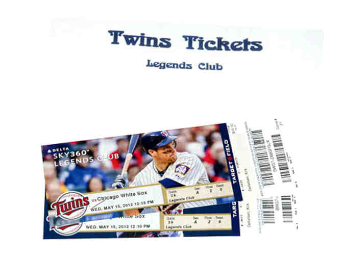 Minnesota Twins Two Tickets-LEGENDS CLUB- Kansas City- Wed., July 2 12:10 Starting Time