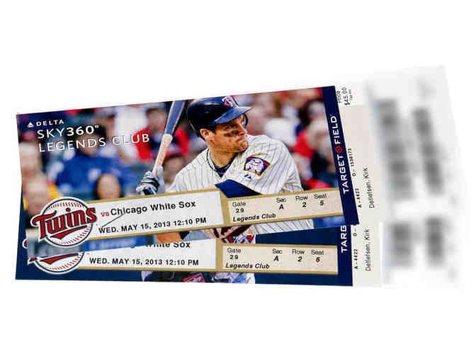 Minnesota Twins Two Tickets-LEGENDS CLUB- Kansas City- Wed., July 2 12:10 Starting Time