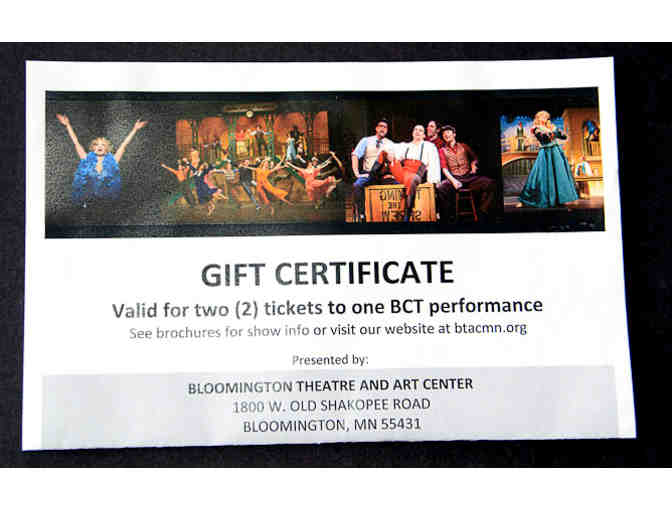 Bloomington Civic Theatre TWO Tickets for any one of Nine Great Shows 2013-2014 Season