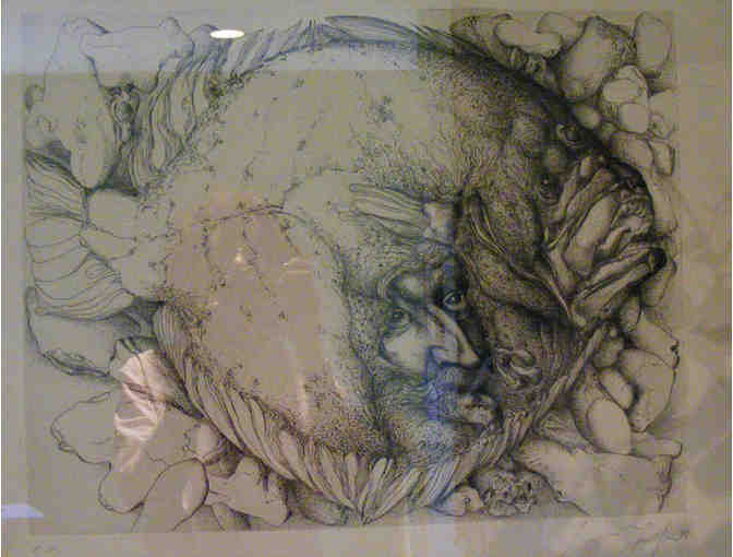 'Mann im Butt' ('Man in Flounder') an etching by Gunter Grass
