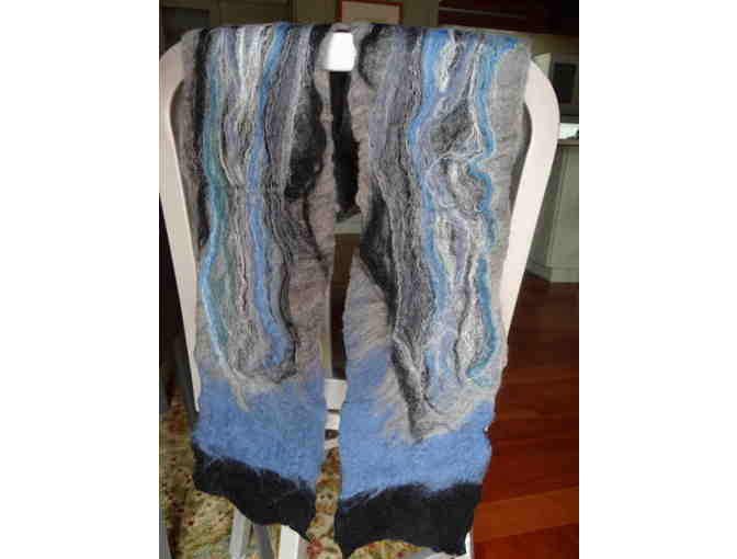 Handmade Felted Scarf of Merino Wool and Silk