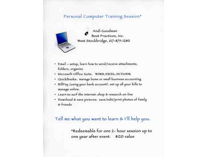 Personal Computer Training Session - Offering #2