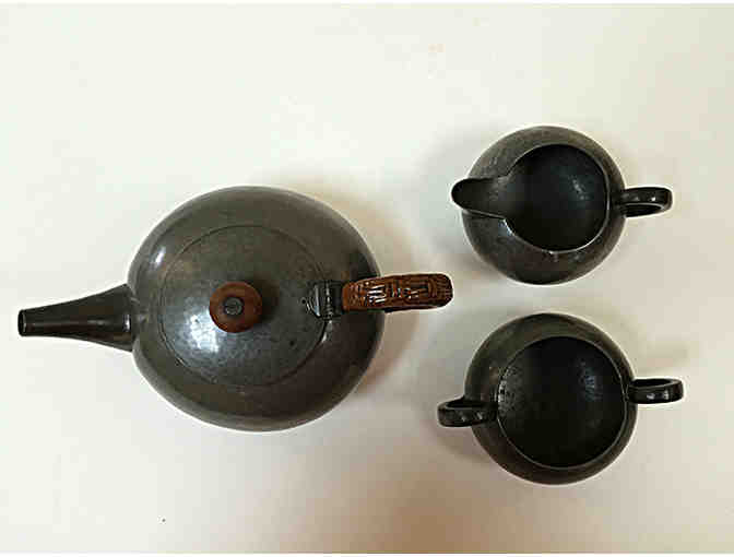 3 Piece Antique Pewter Tea Set