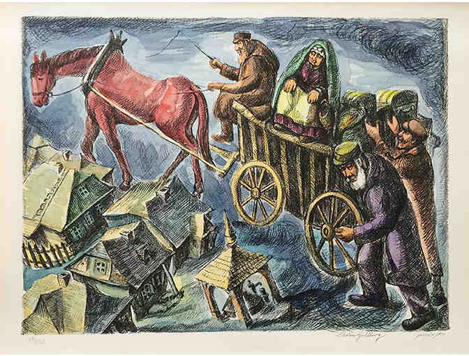 'The Red Horse' a print by Chaim Goldberg