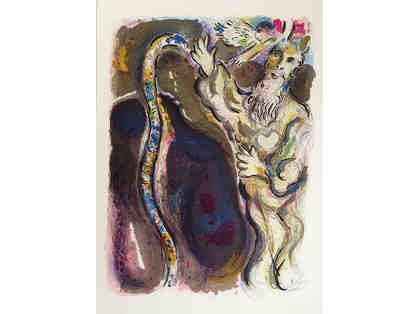"God Turns Moses' Staff into a Serpent" original print by Marc Chagall