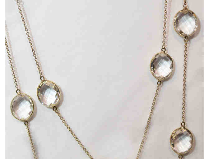 18K Gold Necklace with Rock Crystal Briolette Quartz By The Yard