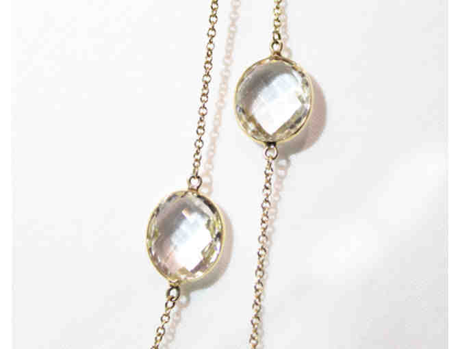 18K Gold Necklace with Rock Crystal Briolette Quartz By The Yard
