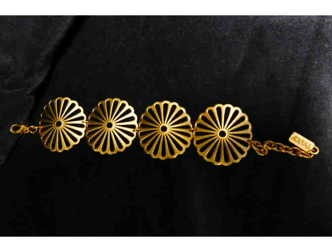 Gold-tone Linked Floral Medallion Bracelet