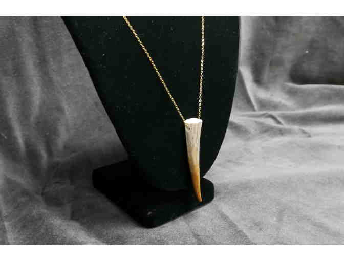 Tess+Tricia Handcrafted Gold-dipped Antler Tip Pendant Necklace w/ Gold-filled Chain