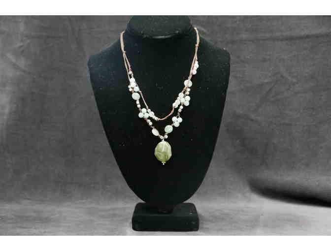 18" Artisan-crafted Cord Necklace with Faceted Green Agate Beads - Photo 1