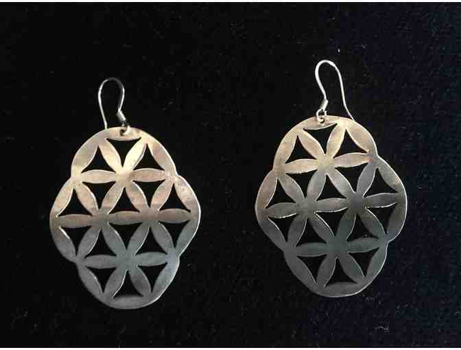 Sterling Silver 'Floral Life' Pendant with 4 Citrines and Matching Earrings