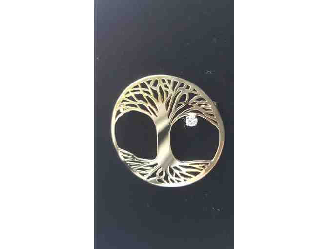 14K Gold Custom Designed Tree of Life Pendant with Brilliant Cut Diamond - Photo 1