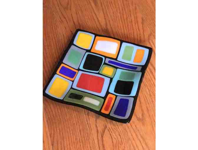 9" Handmade Multi-Color Fused Glass Platter - Photo 1