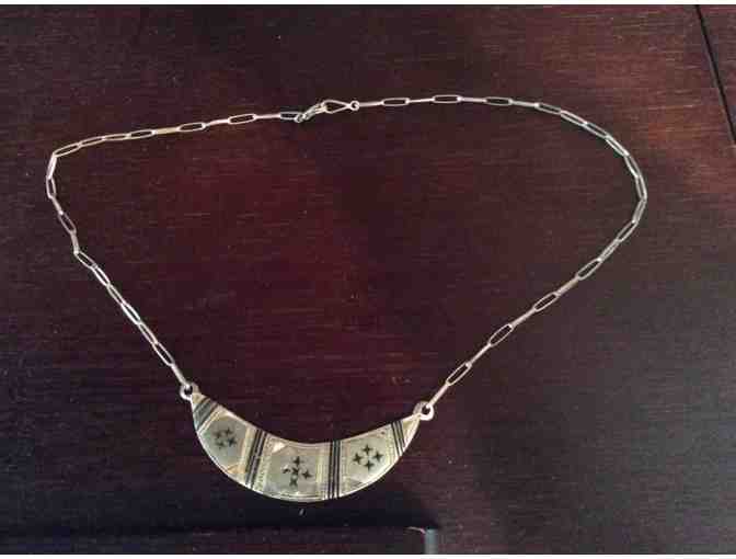 8.5' Vintage Niger Silver Necklace with Ebony Inlay