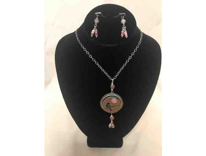 10' Spring Song Sterling Silver Pendant Necklace + Earring Set with Semi-Precious Stones