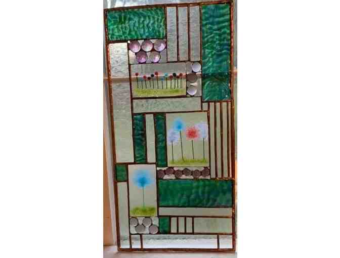 Hand-crafted Stained Glass Window with Flowers