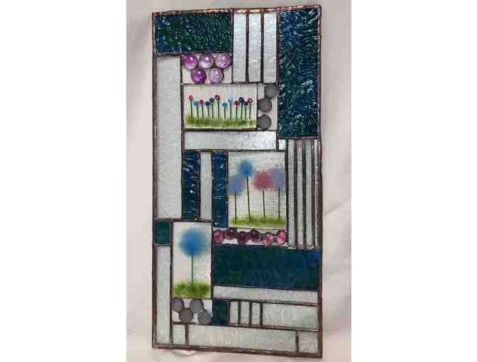 Hand-crafted Stained Glass Window with Flowers