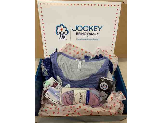 $100 Jockey Gift Card + Women's Sleep Set (Large), 3-Pack Socks, 4 Mini Brief Key Chains