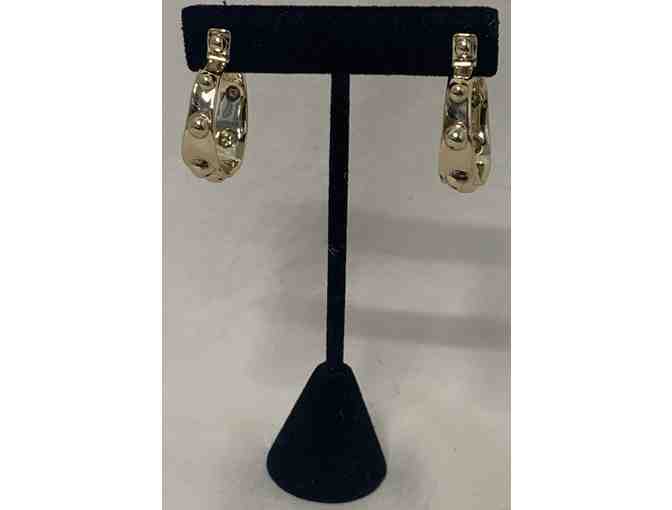 Alexis Bittar Designer Gold Studded Hoop Earrings