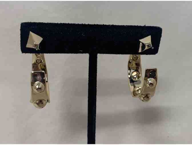Alexis Bittar Designer Gold Studded Hoop Earrings