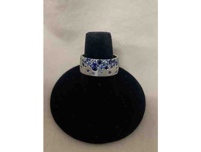 14KT White Gold 1.34 Carat Blue Sapphire Ring