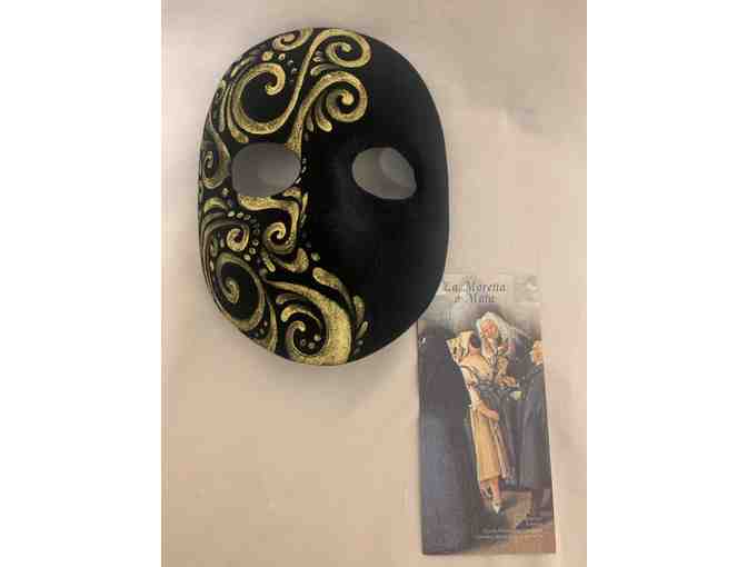 Black & Gold Venetian Masquerade Mask + Book on Venetian Mask History and Technique