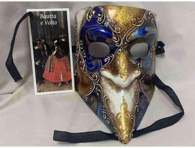 2 Opulent Blue &amp; Gold Venetian Masks - Perfect for Partners! - Photo 2