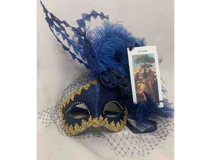 2 Opulent Blue &amp; Gold Venetian Masks - Perfect for Partners! - Photo 3